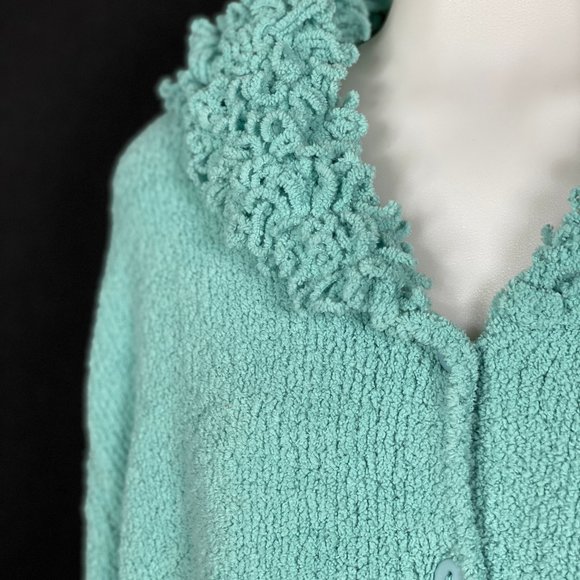 Fred Thomas Plush Cardigan Sweater Blue, Small - Picture 3 of 8